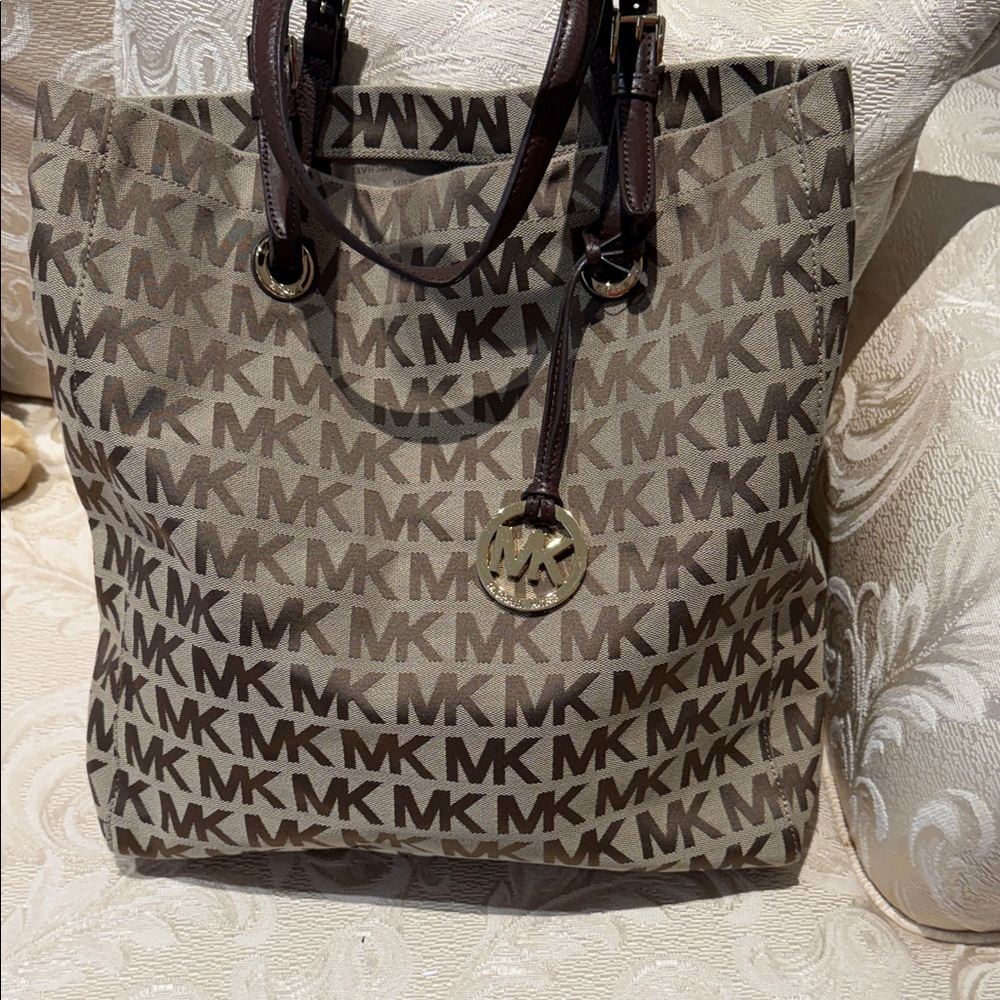 Michael Kors Tan and Brown Logo Tote